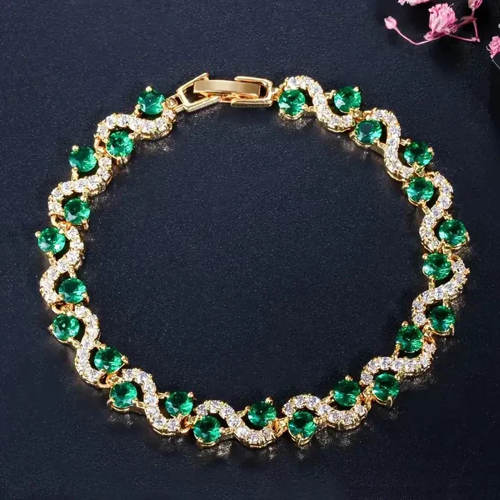 Offre 1+1 : Bracelet Fiora Emmeranthe + Bague en zirconia verte en or