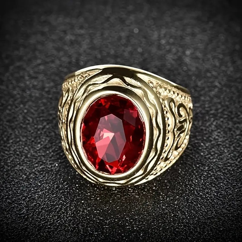 Bague en Or avec Rubis Gravé