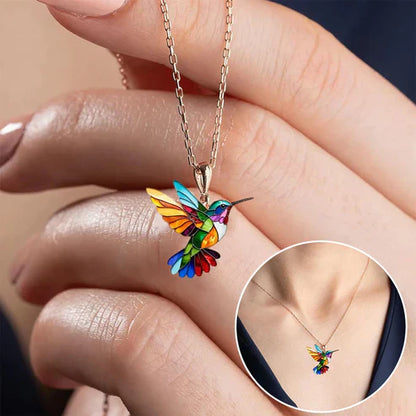 Magnifique Collier Colibri avec Boucles d'Oreilles Bonus