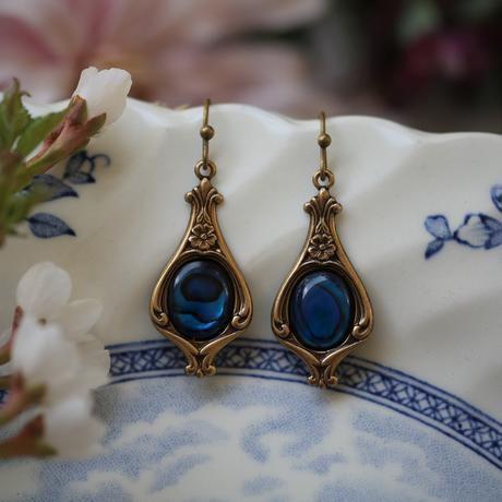 Boucles d'oreilles Boho Bleues en Or