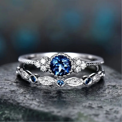 Bague Halo en Saphir Argenté