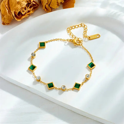 Bracelet Station Émeraude Or