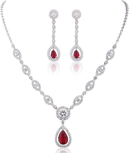 Ensemble collier et boucles d'oreilles Ruby Halo
