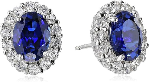 Boucles d'oreilles en saphir blanc ovales