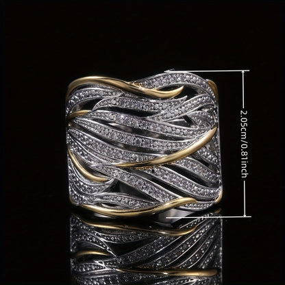 Bague tressée en argent et or