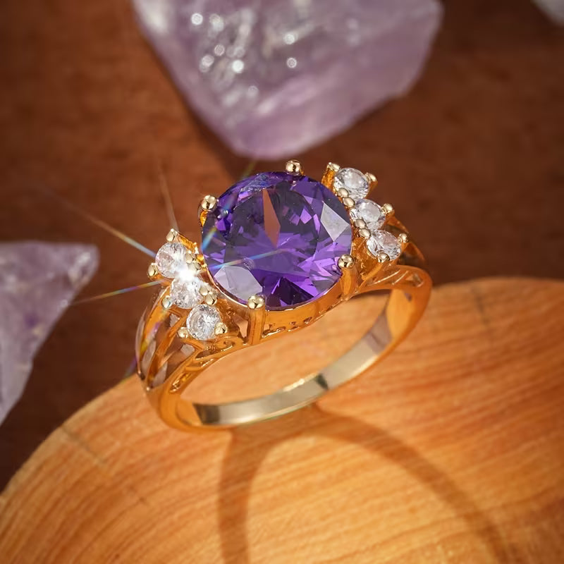 Bague à Éclat d'Améthyste en Or