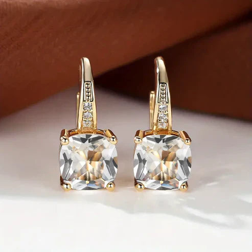 Boucles d'oreilles créoles en pierre saphir mystique