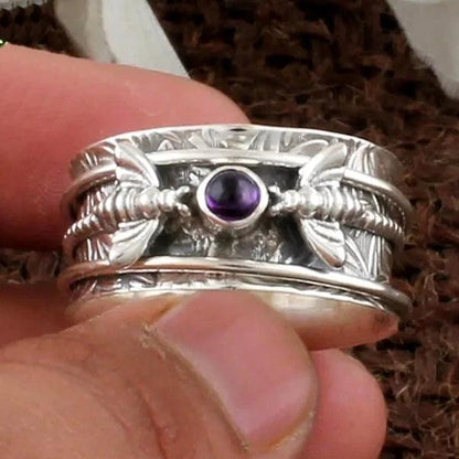 Bague de Méditation en Pierre Précieuse Violette