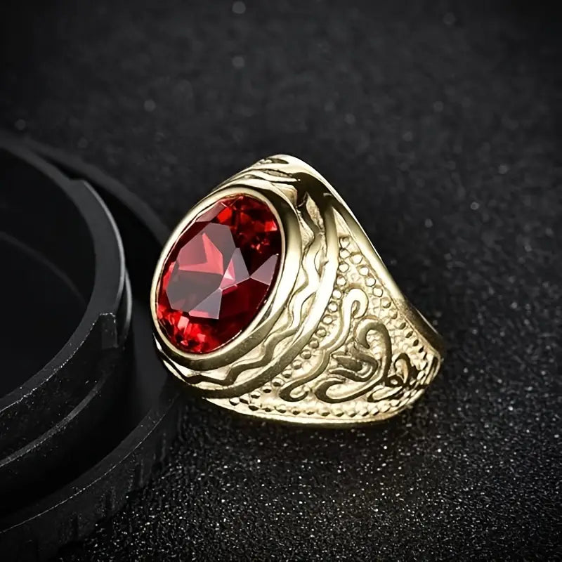 Bague en Or avec Rubis Gravé