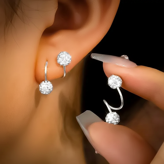 Boucles d'oreilles spirales doubles étincelantes avec zirconia