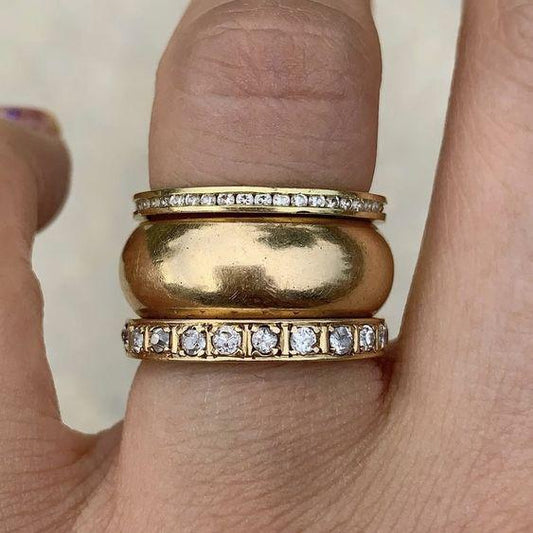 Ensemble de Bague Dicker en Or avec Zirconia Vintage