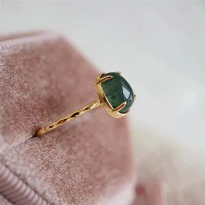 Bague de Luxe Goutte d'Eau Verte en Or