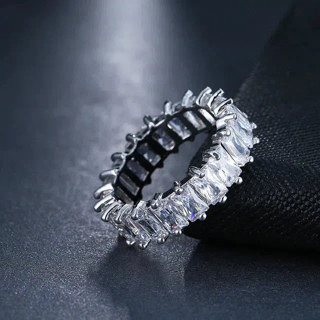Bague en Zirconium Luxueuse en Or et Argent