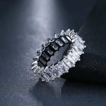 Bague en Zirconium Luxueuse en Or et Argent