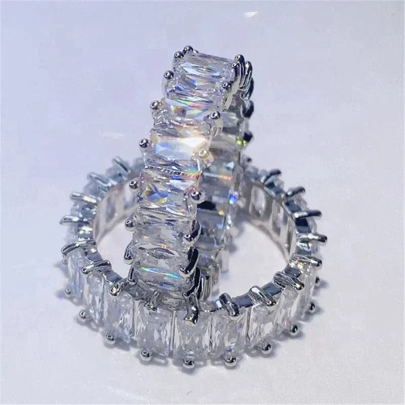 Bague en Zirconium Luxueuse en Or et Argent