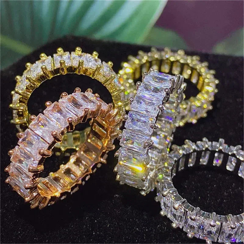 Bague en Zirconium Luxueuse en Or et Argent