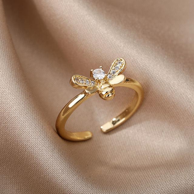 Bague Abeille Dorée Réglable