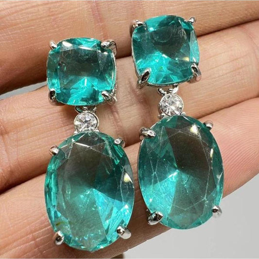 Boucles d'oreilles Boho avec cristal turquoise en argent sterling