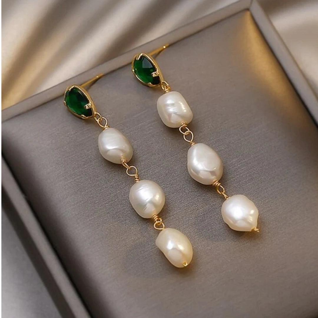 Boucles d'oreilles Pendentif Émeraude en Or