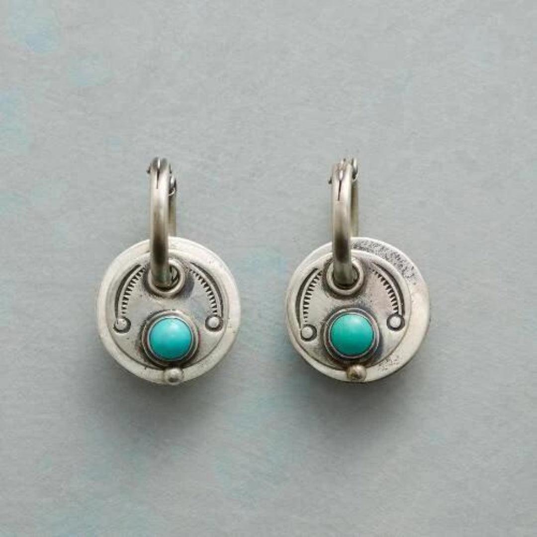 Boucles d'oreilles bohèmes avec pierres turquoise en argent