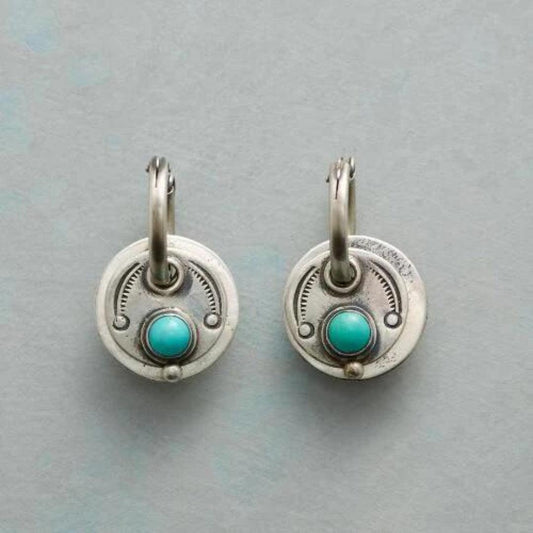Boucles d'oreilles bohèmes avec pierres turquoise en argent