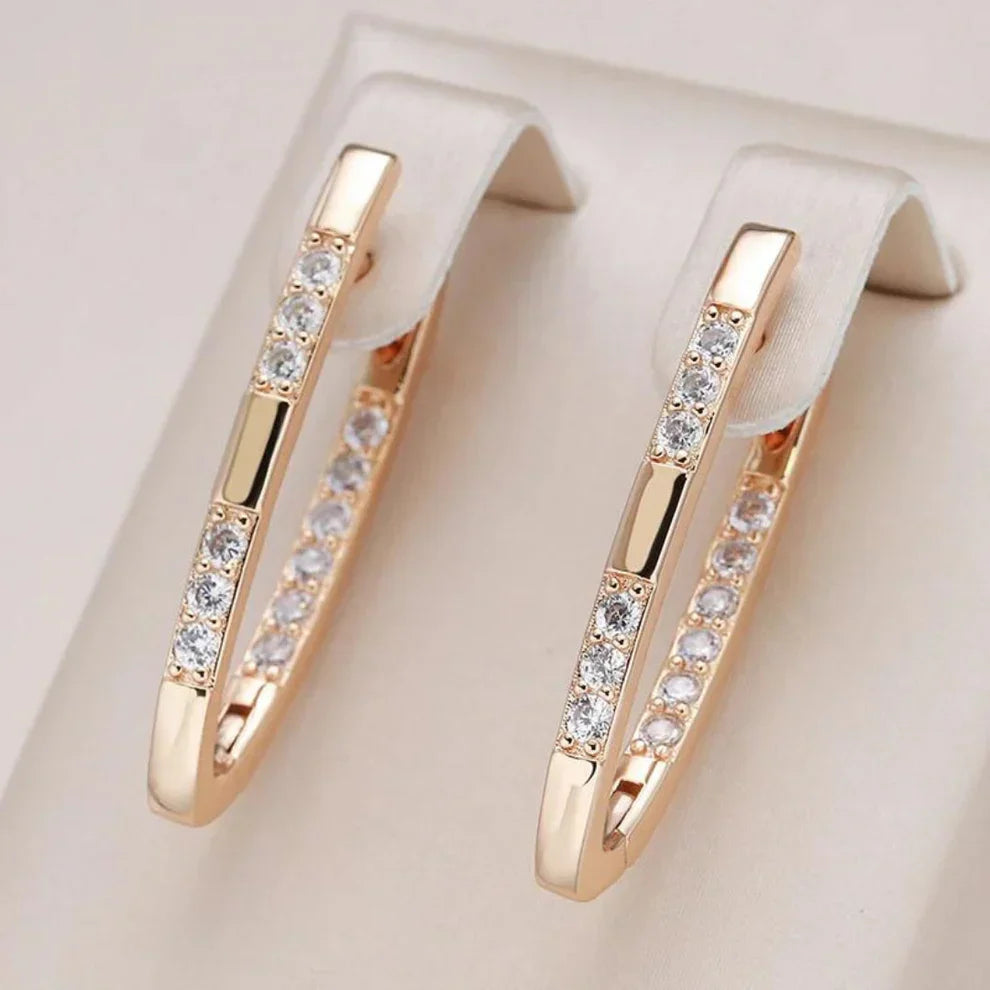 Boucles d'Oreilles Élégantes en Or avec Zirconia