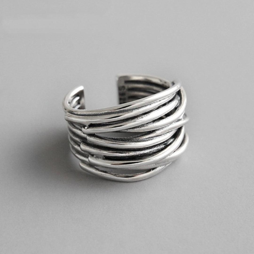 Bague ajustable en argent plaqué