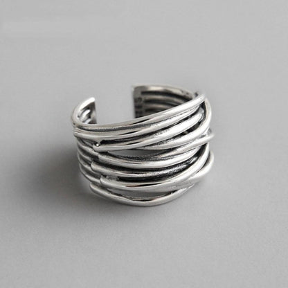 Bague ajustable en argent plaqué