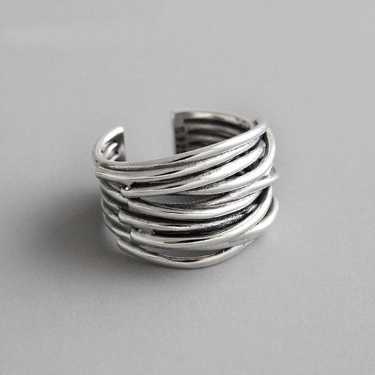 Bague ajustable en argent plaqué