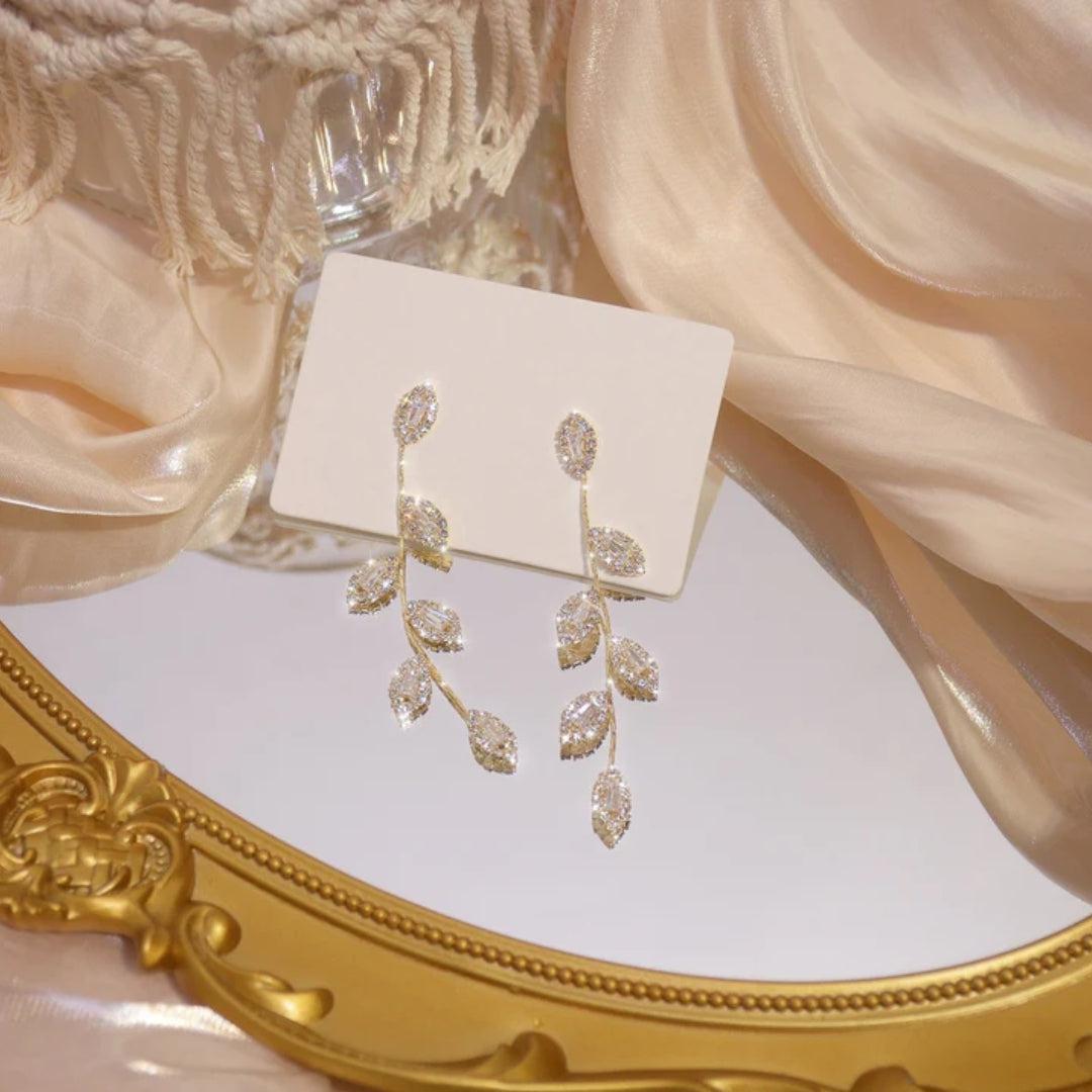 Boucles d'oreilles pendentif en zirconium en or et argent