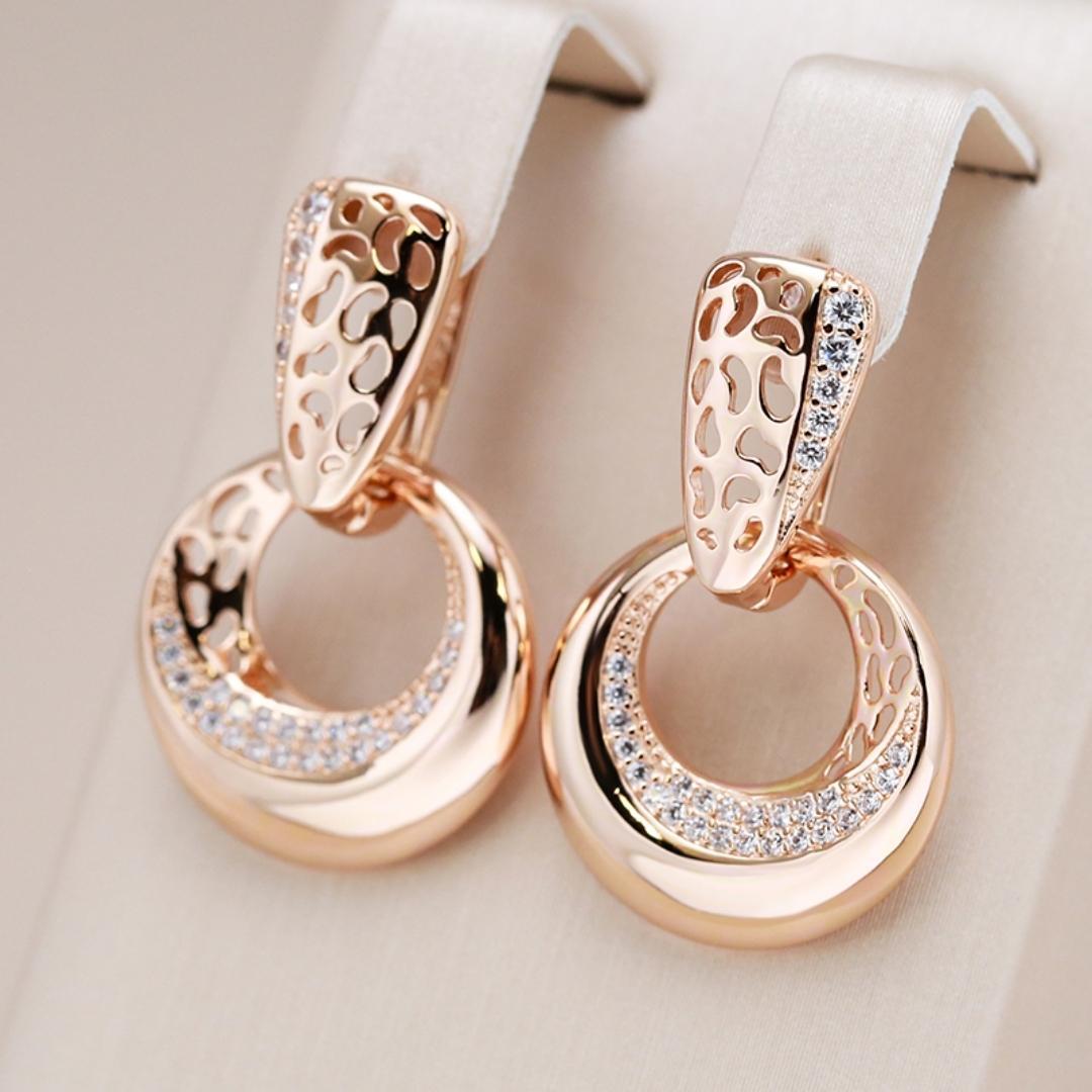 Boucles d'Oreilles Élégantes Cercle Échelle Doré