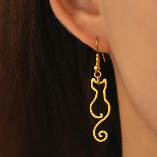 Boucles d'oreilles en chat vintage doré