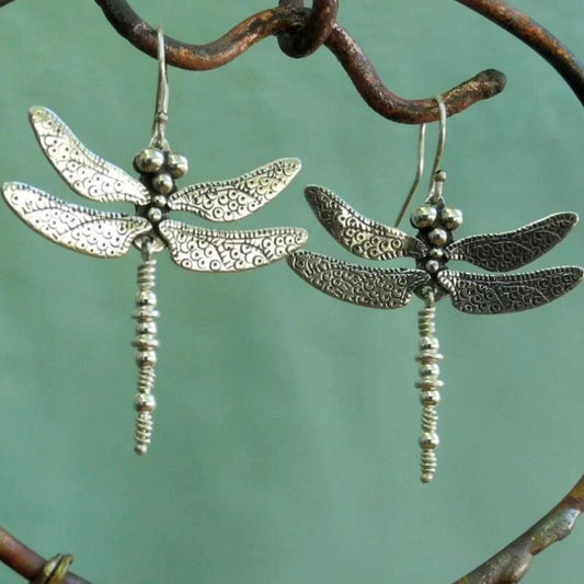 Boucles d'oreilles vintage en argent sterling libellule