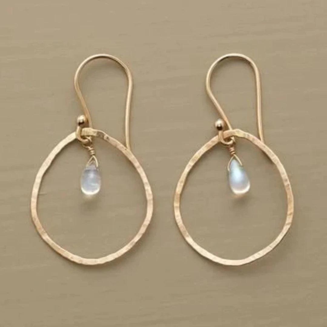 Boucles d'oreilles vintage en cristal blanc et or