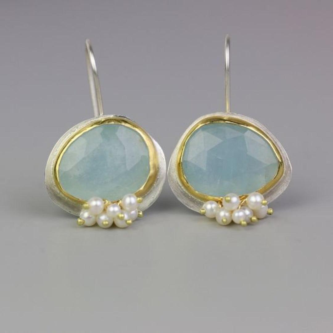 Boucles d'oreilles en pierre bleu clair vintage