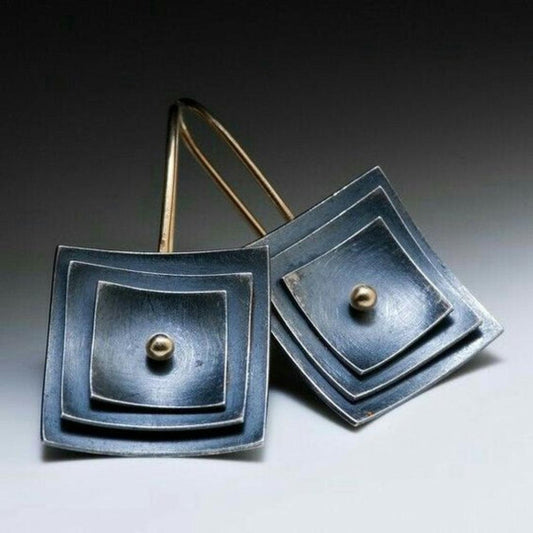 Boucles d'oreilles vintage carrées bleues