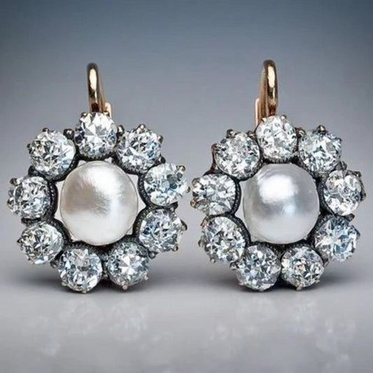 Boucles d'oreilles Mandala en cristal avec perles vintage