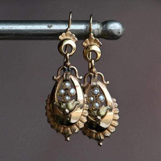 Boucles d'oreilles vintage en plaqué or en forme de scarabée