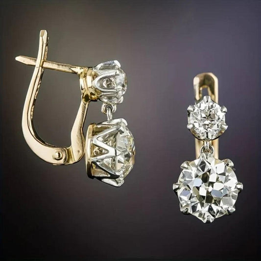 Boucles d'oreilles en zirconium vintage en or