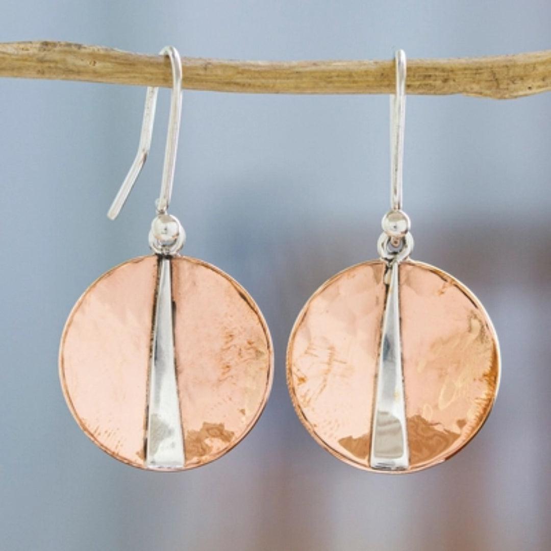 Boucles d'oreilles rondes brillantes en argent sterling vintage