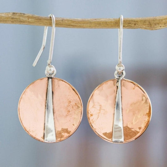 Boucles d'oreilles rondes brillantes en argent sterling vintage