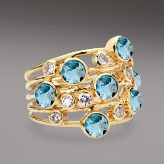 Bague en Zirconia Bleu Vintage