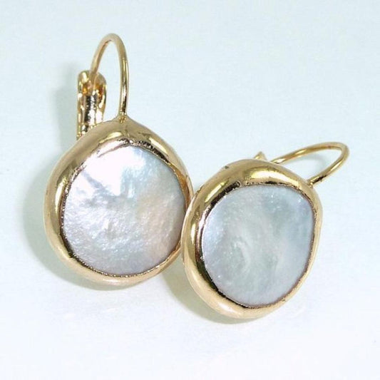 Boucles d'oreilles en pierre blanche vintage dorées
