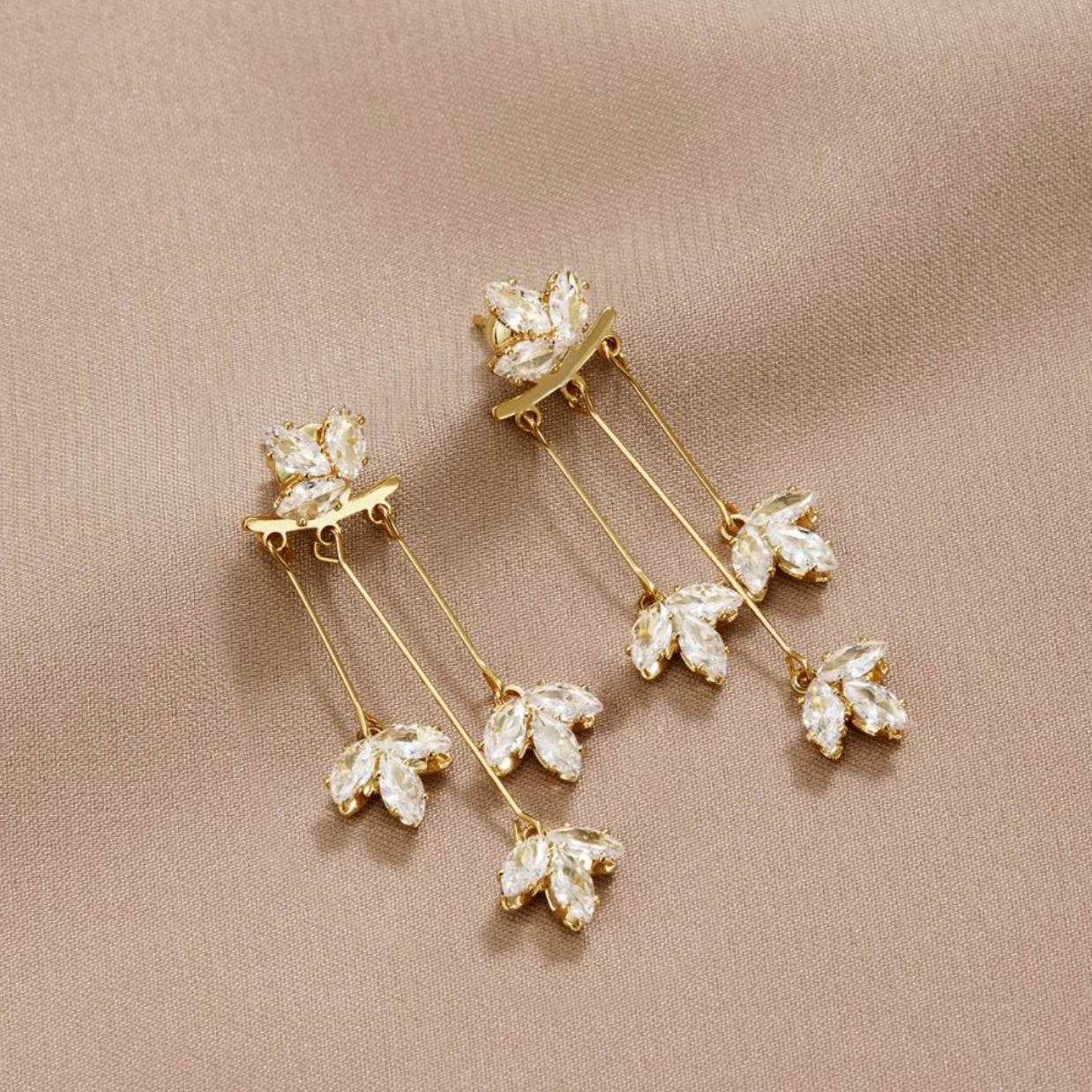 Boucles d'oreilles en cristal et or