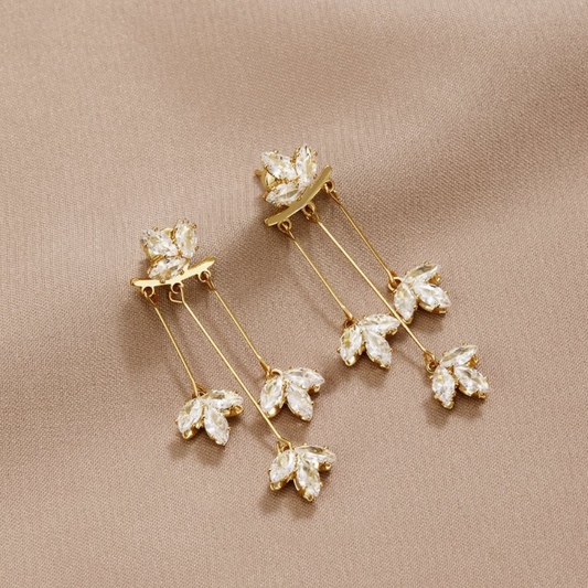 Boucles d'oreilles en cristal et or