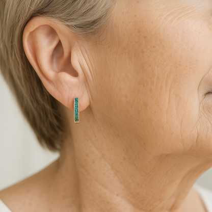 Boucles d'oreilles en diamant émeraude en or