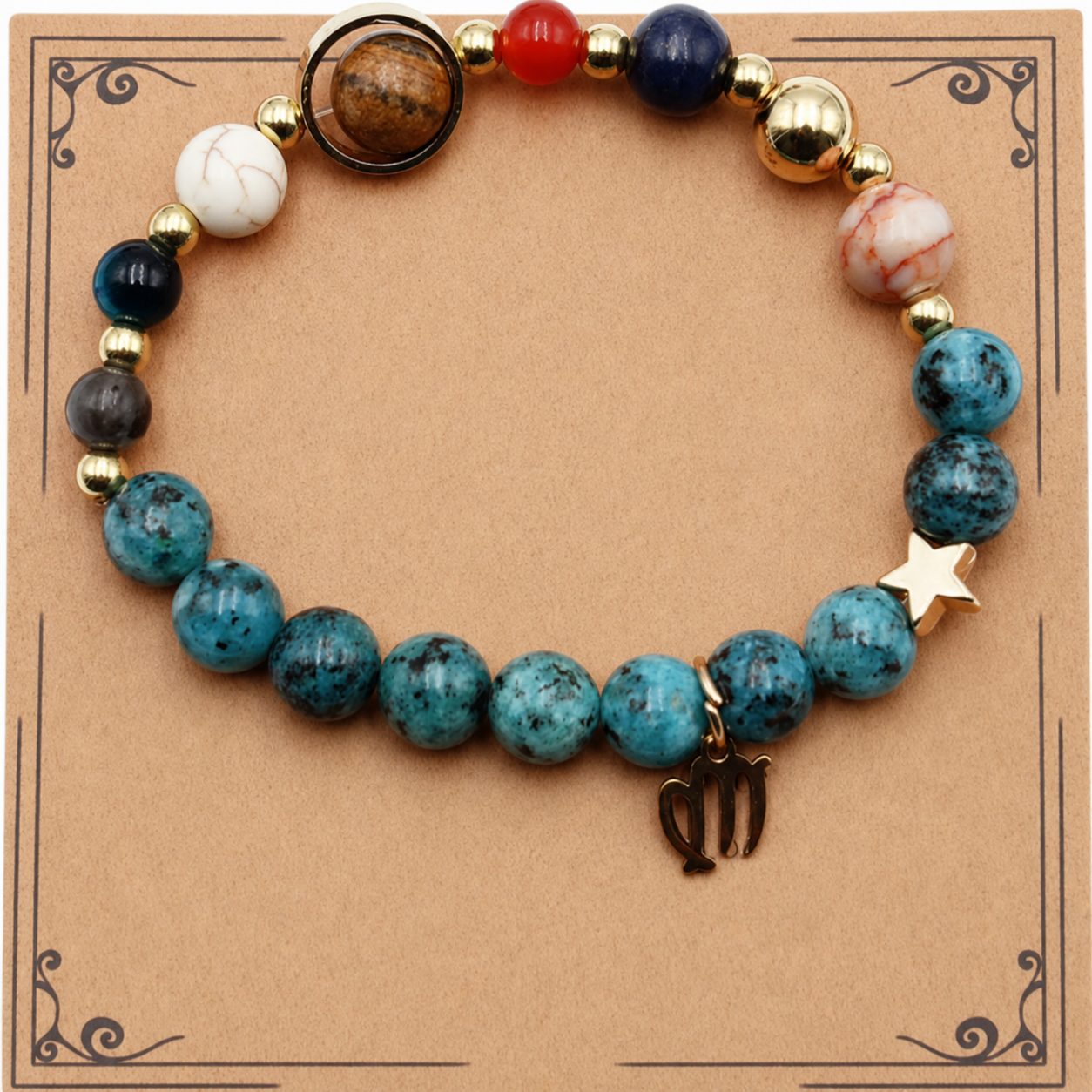 Bracelet en Pierre des Huit Planètes et 12 Constellations