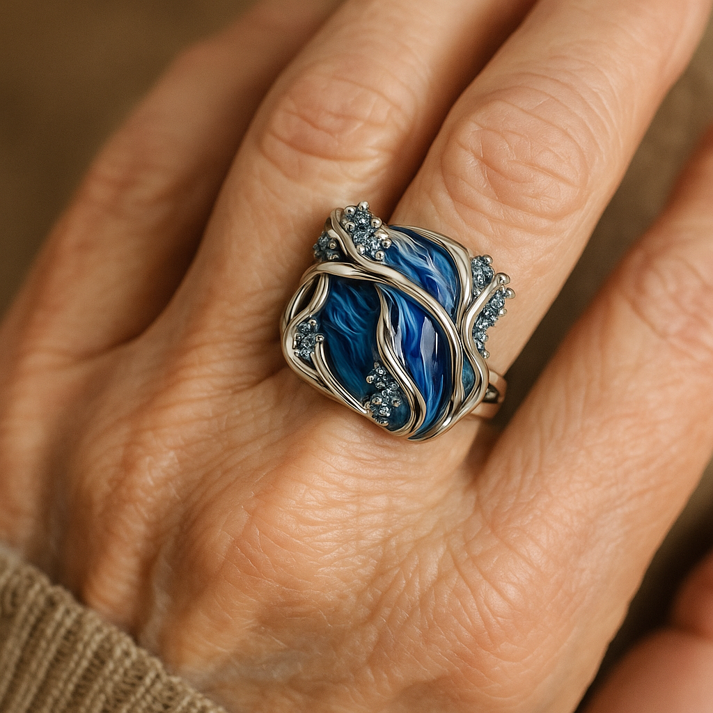 Bague Vintages Ondulée Dorée Océan
