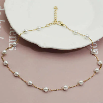 Collier en Chaîne de Perles Espacées en Or