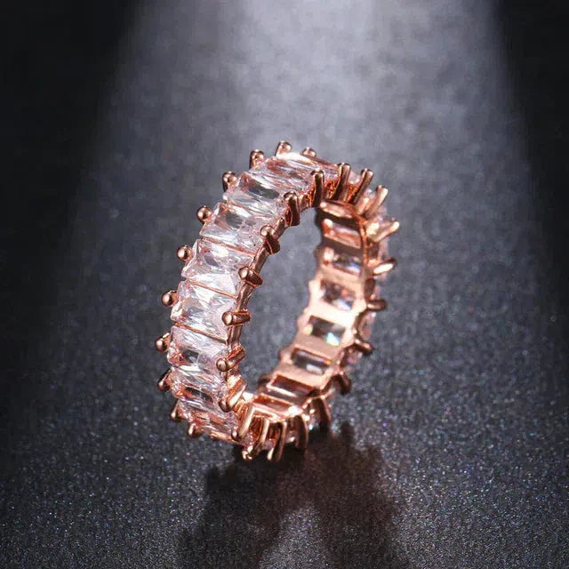 Bague en Zirconium Luxueuse en Or et Argent